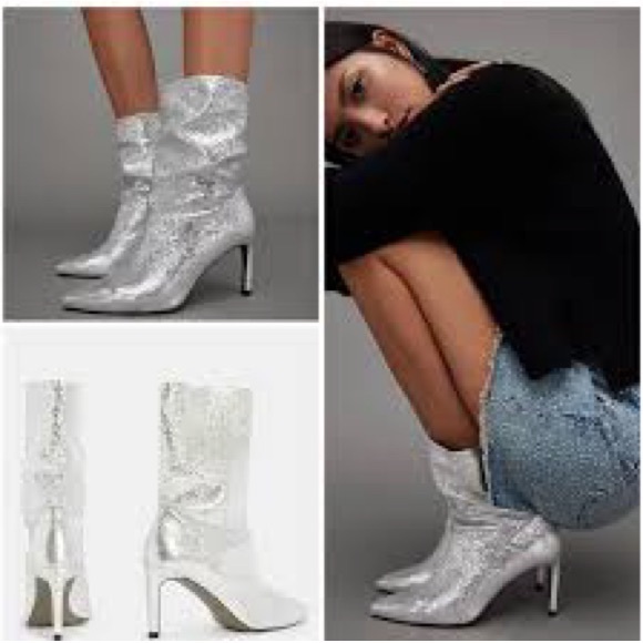 All Saints Shoes - New $349 ALLSAINTS Orlana Heeled Shimmer Leather Boots Size:‎ 9